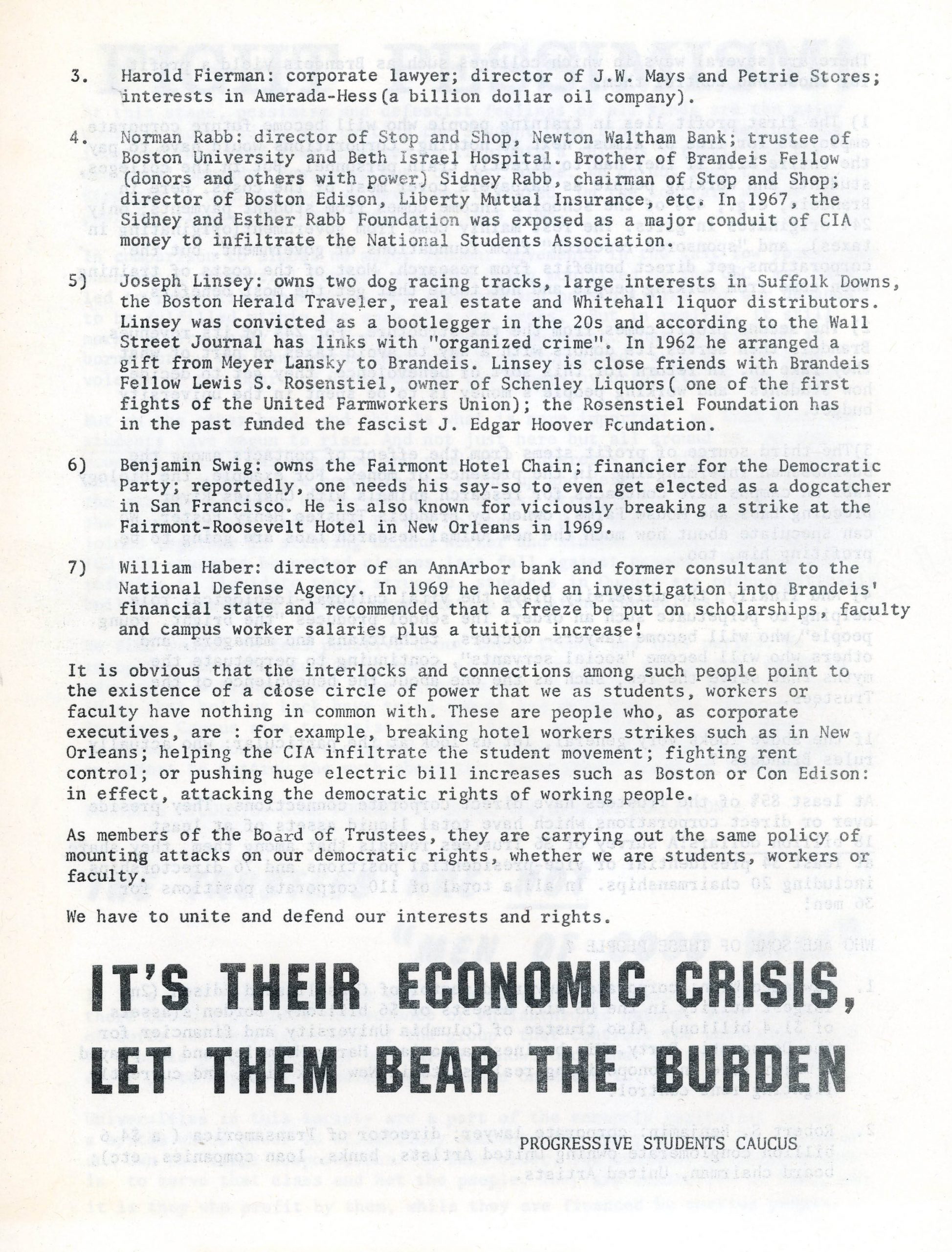 "Unite to Support the Three Just Demands of the CSC!" page 4 [student pamphlet, undated]
